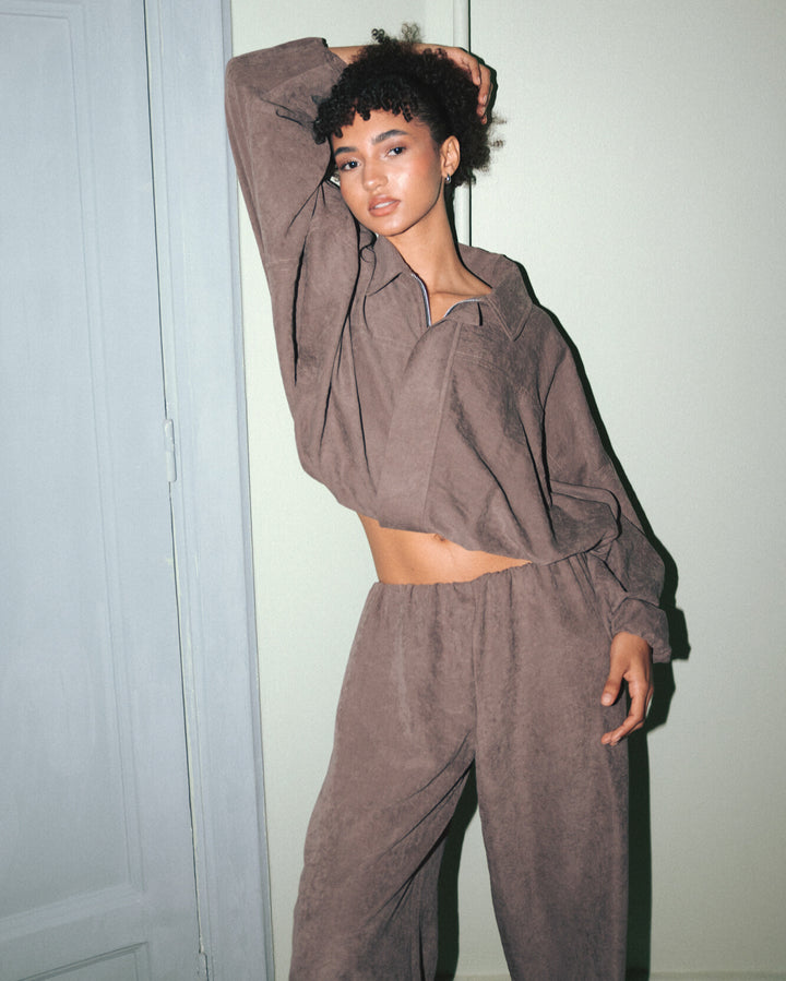 Suede Bomber Jacket - Mud