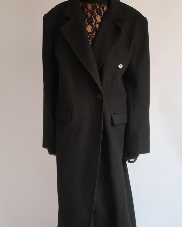 Wool Boxy Coat - Black