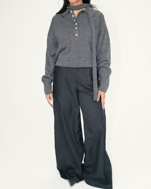 
                  
                    Load image into Gallery viewer, Pleated Suit Pants - Charcoal Grey
                  
                