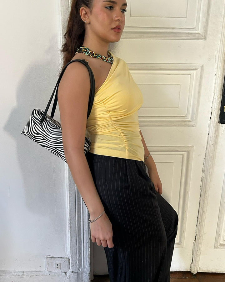 Lemon Off Shoulder Draped Top