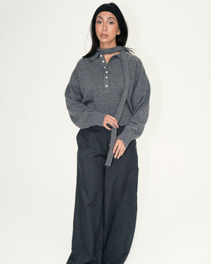 
                  
                    Load image into Gallery viewer, Pleated Suit Pants - Charcoal Grey
                  
                