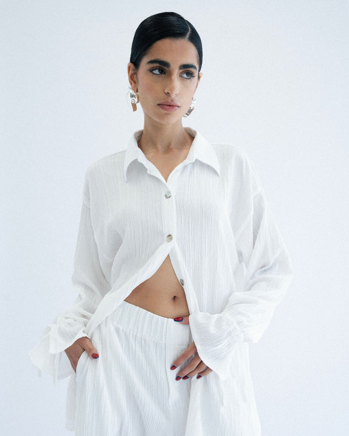Crushed Oversized Shirt - White