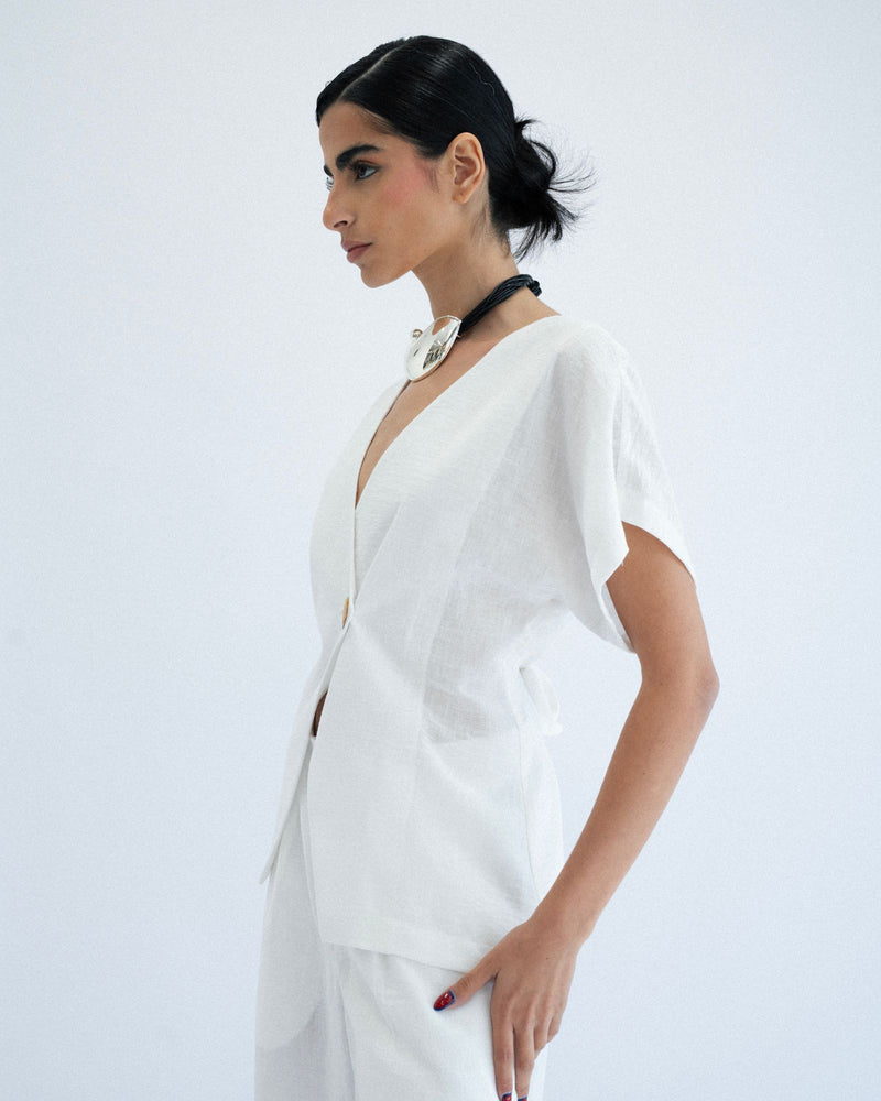
                  
                    Load image into Gallery viewer, Asymmetrical Blazer - White
                  
                