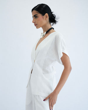 
                  
                    Load image into Gallery viewer, Asymmetrical Blazer - White
                  
                