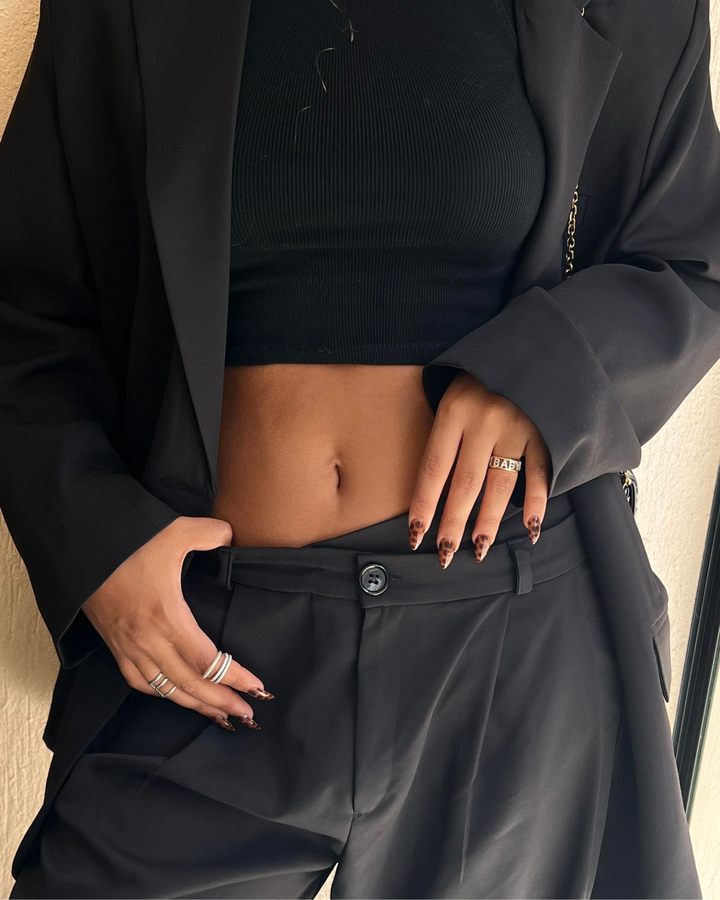 Criss Cross Suit Pants - Black