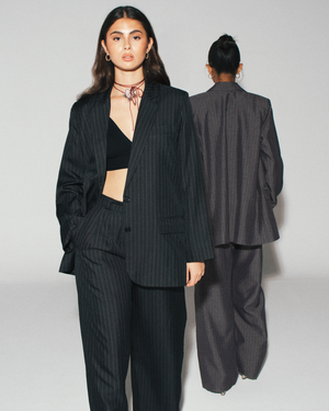 
                  
                    Load image into Gallery viewer, Pinstripe Suit Pants - Black
                  
                