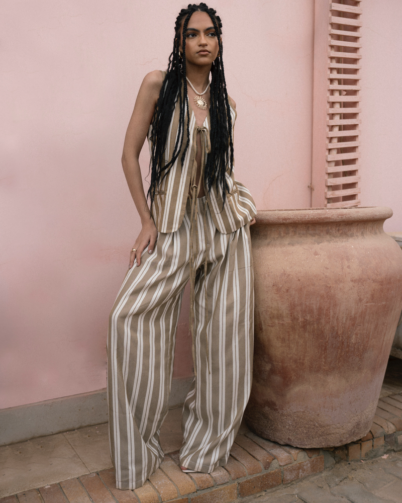 
                  
                    Load image into Gallery viewer, Pleated Suit Pants - Striped BW
                  
                