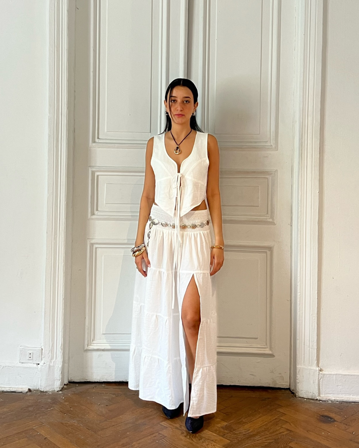 Maxi Ruffled Skirt with Slit