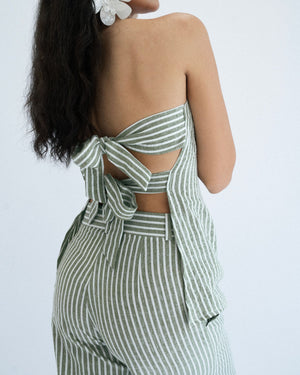 
                  
                    Load image into Gallery viewer, Seafoam Striped Tie Back Top
                  
                