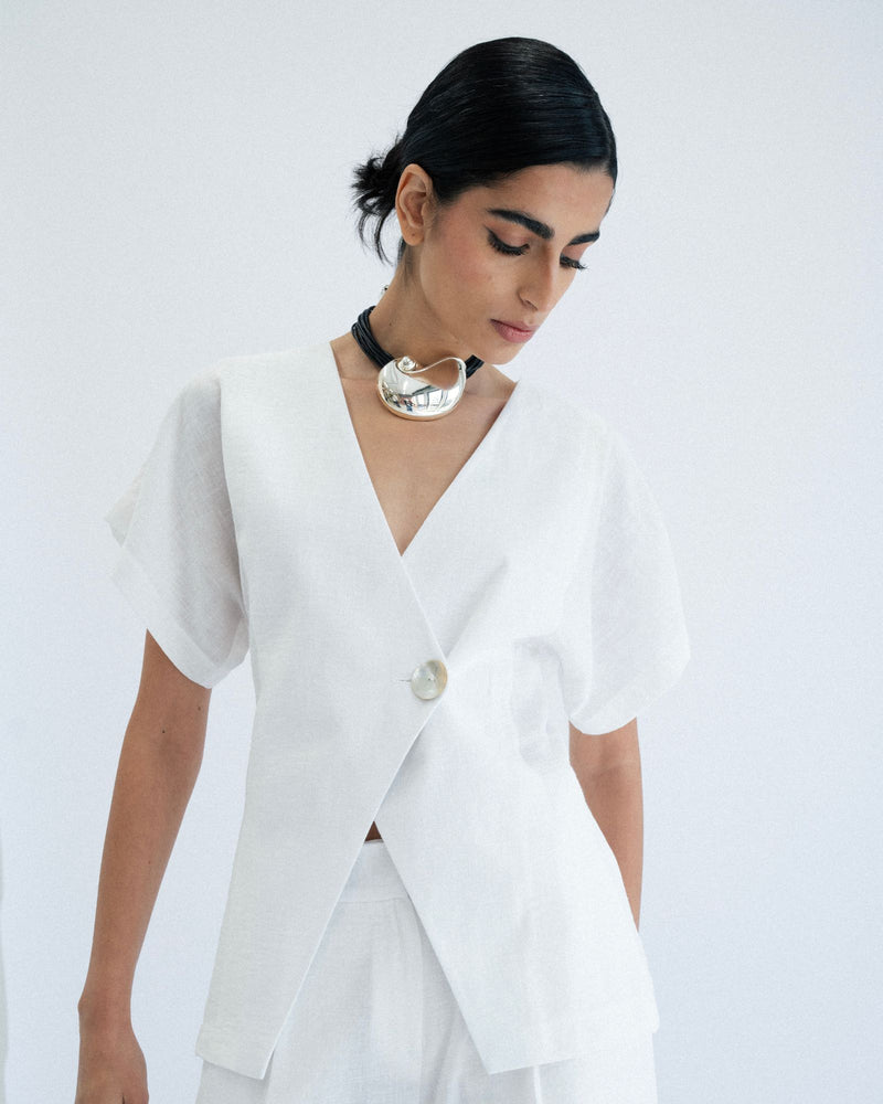 Asymmetrical Blazer - White