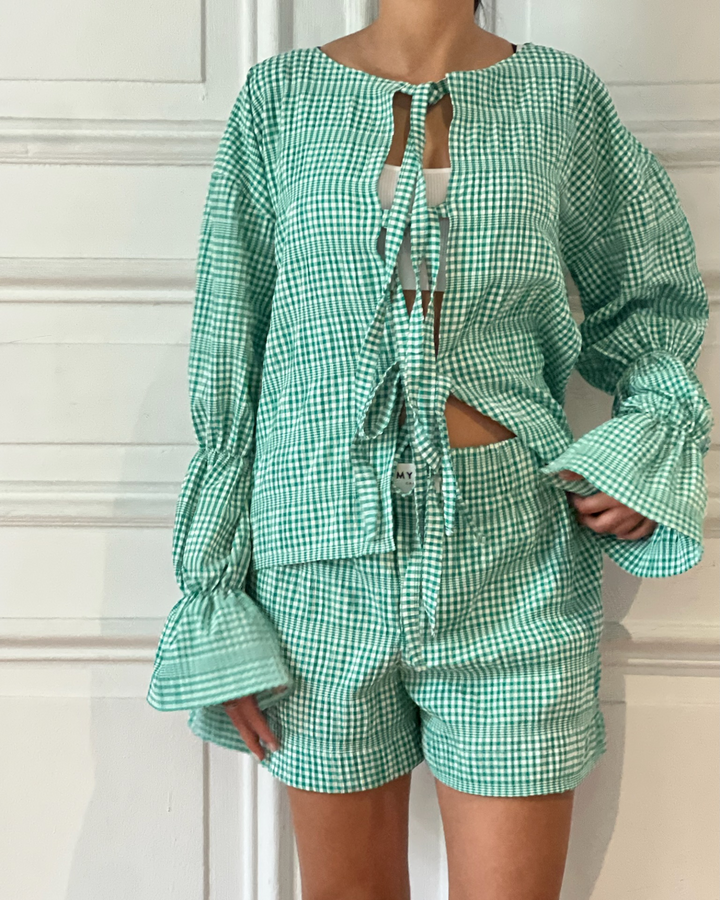Verdé Check Blouse