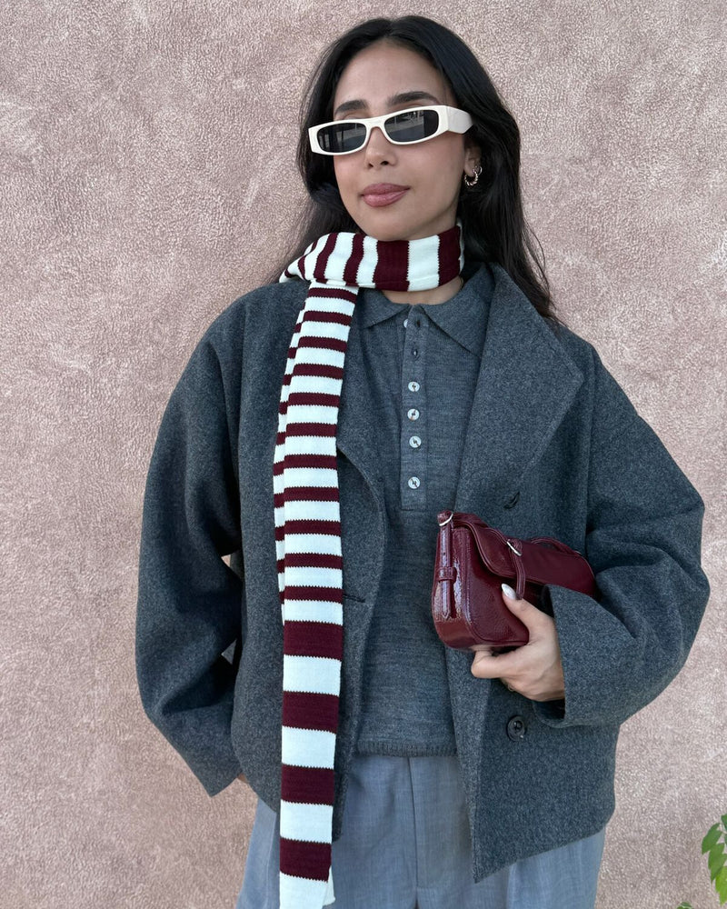 
                  
                    Load image into Gallery viewer, Grey Trench Wool Jacket
                  
                