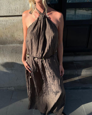 
                  
                    Load image into Gallery viewer, Lunar Maxi Backless Dress - Mocha
                  
                