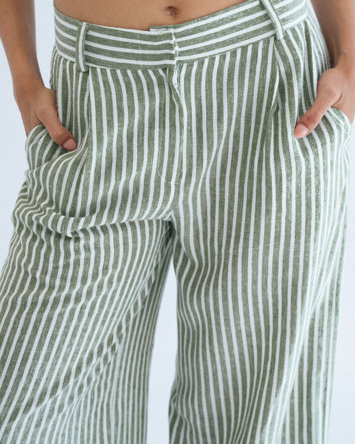 Seafoam Striped Suit Pants