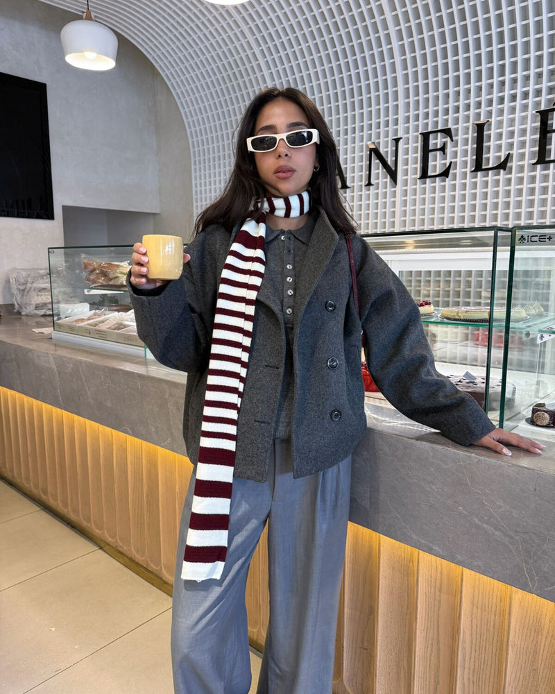 
                  
                    Load image into Gallery viewer, Grey Trench Wool Jacket
                  
                