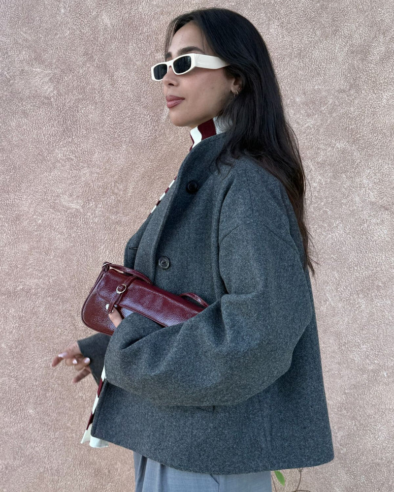 
                  
                    Load image into Gallery viewer, Grey Trench Wool Jacket
                  
                