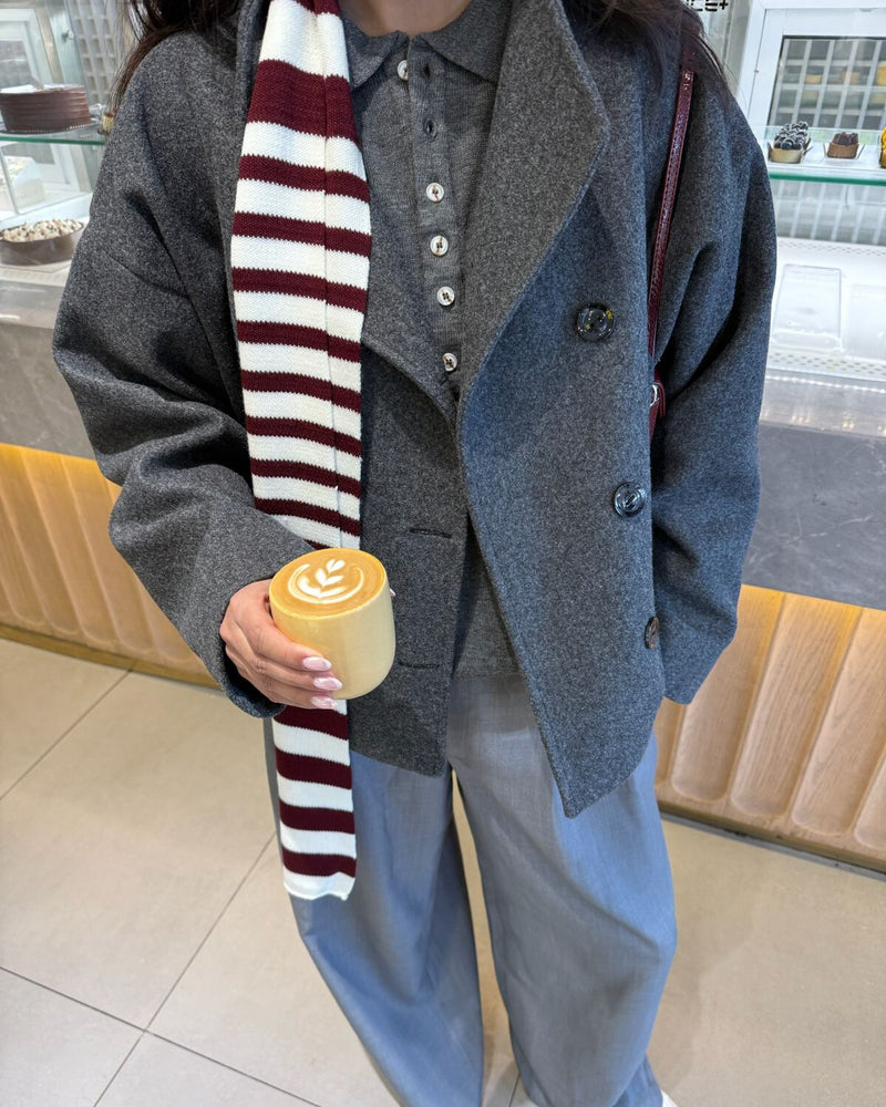 
                  
                    Load image into Gallery viewer, Grey Trench Wool Jacket
                  
                