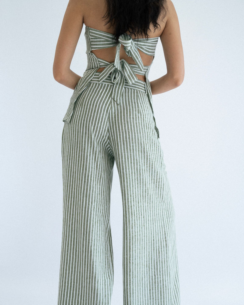 
                  
                    Load image into Gallery viewer, Seafoam Striped Tie Back Top
                  
                