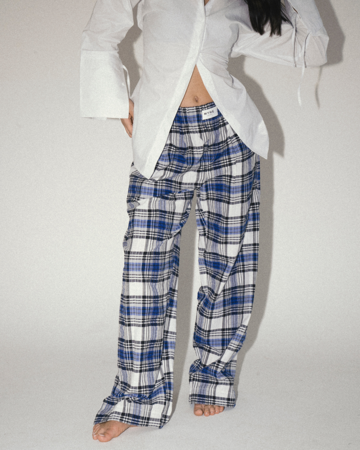 Checkered Boxer Pants - Blue x White