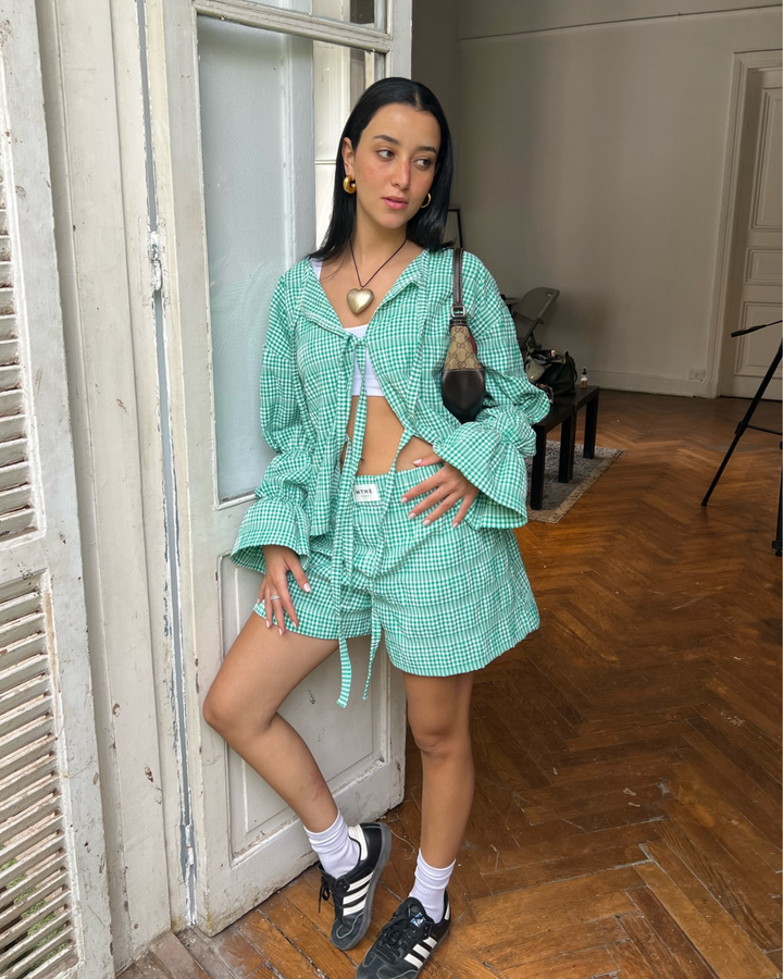 Verdé Check Boxy Shorts