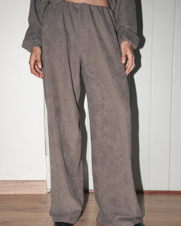 Suede Relaxed Pants - Mud