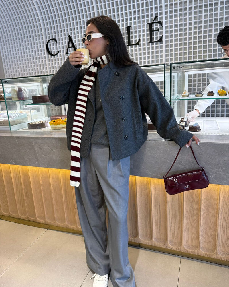 
                  
                    Load image into Gallery viewer, Grey Trench Wool Jacket
                  
                