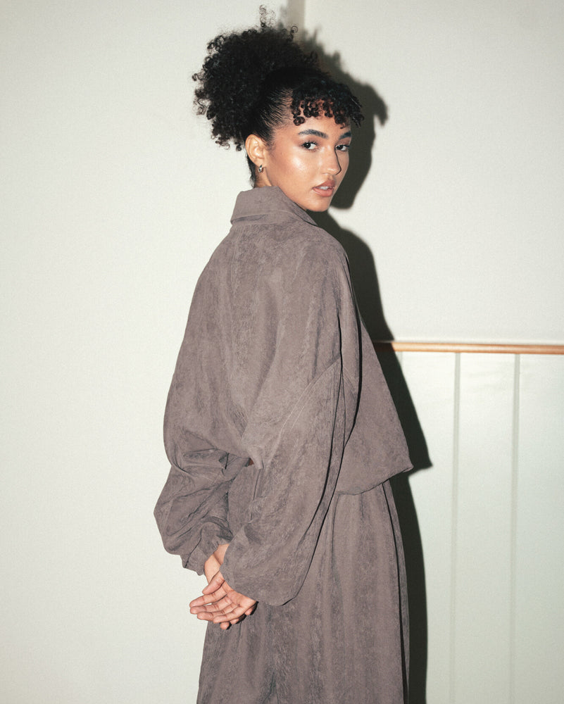 
                  
                    Load image into Gallery viewer, Suede Bomber Jacket - Mud
                  
                