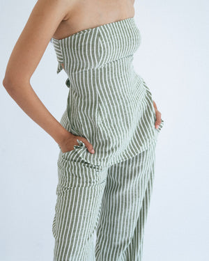 
                  
                    Load image into Gallery viewer, Seafoam Striped Tie Back Top
                  
                