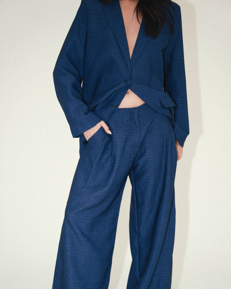 
                  
                    Load image into Gallery viewer, Pleated Suit Pants - Navy
                  
                