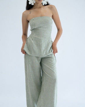 
                  
                    Load image into Gallery viewer, Seafoam Striped Tie Back Top
                  
                