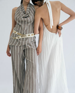 
                  
                    Load image into Gallery viewer, Lunar Maxi Backless Dress - White
                  
                