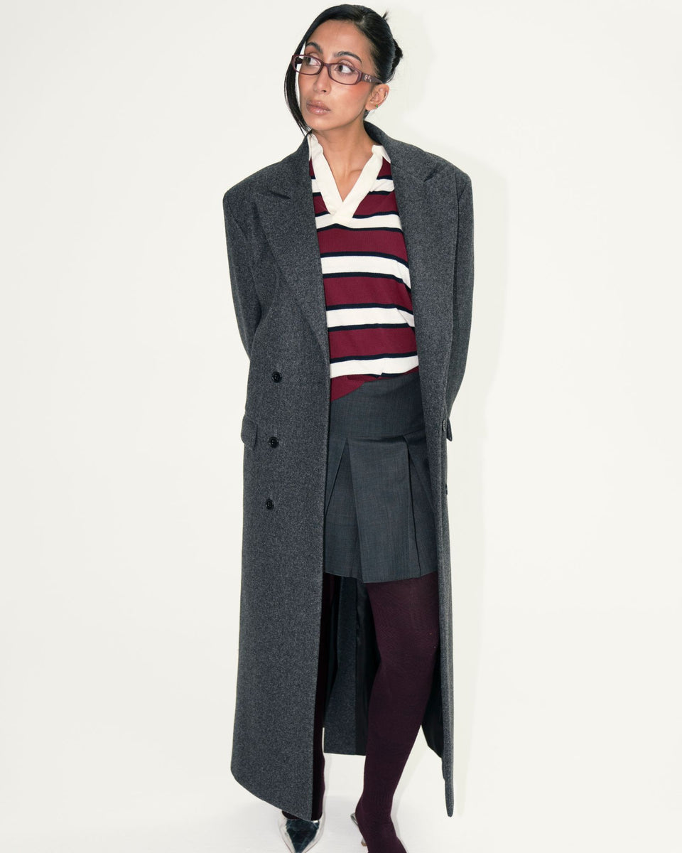 Wool Boxy Coat - Dark Grey | Tops | MYNE
