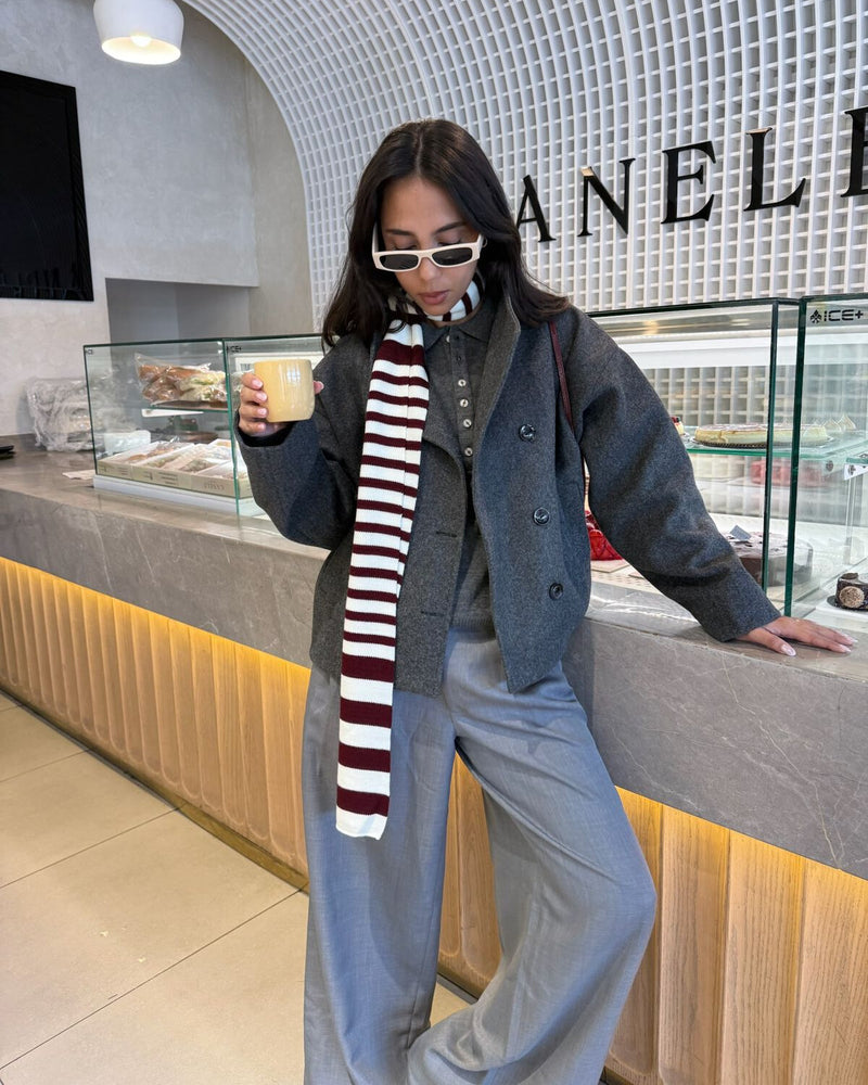 
                  
                    Load image into Gallery viewer, Grey Trench Wool Jacket
                  
                