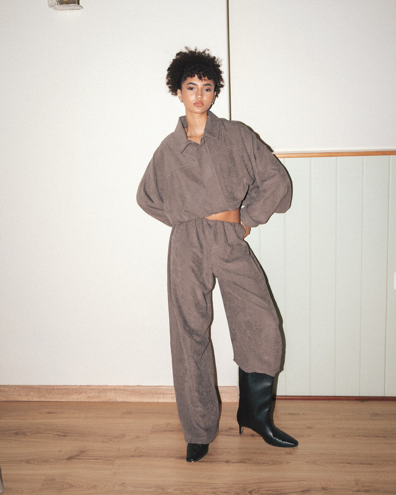 
                  
                    Load image into Gallery viewer, Suede Bomber Jacket - Mud
                  
                