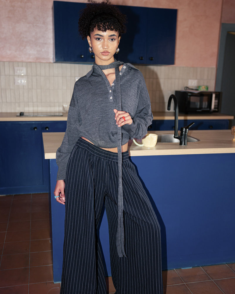 
                  
                    Load image into Gallery viewer, Matilda Knit Polo - Grey
                  
                