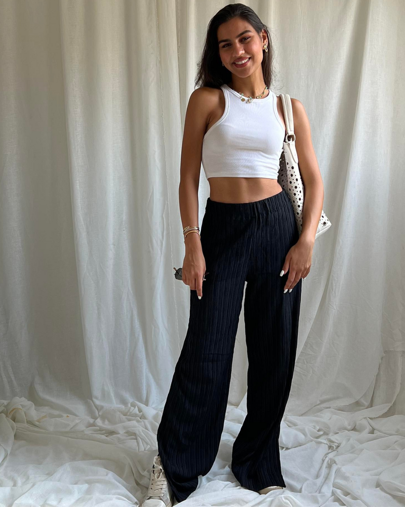 
                  
                    Load image into Gallery viewer, Crushed  Slit Pants - Black
                  
                