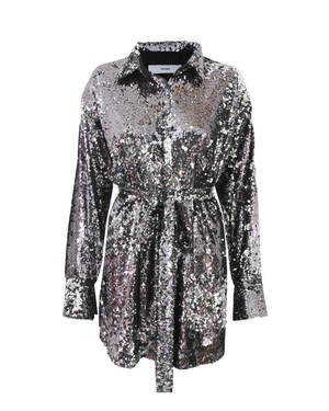 
                  
                    Load image into Gallery viewer, Malak X Sequin Shirt Dress
                  
                