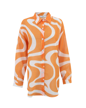 
                  
                    Load image into Gallery viewer, Wavy Swirl Beach Shirt - Orange
                  
                