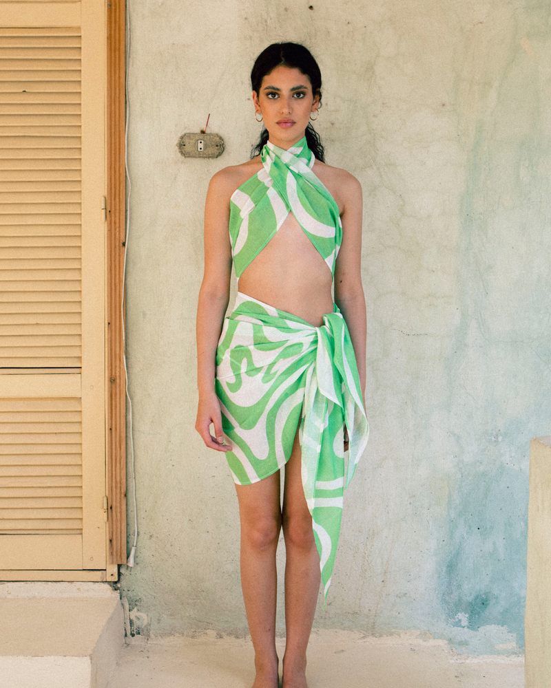 
                  
                    Load image into Gallery viewer, Wavy Swirl Sarong - Apple Green
                  
                