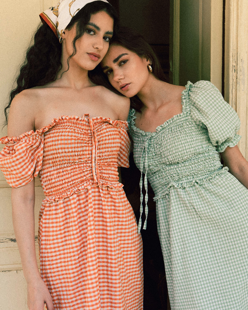 
                  
                    Load image into Gallery viewer, Kalila Midi Dress - Gingham Orange
                  
                