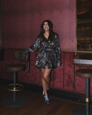 
                  
                    Load image into Gallery viewer, Malak X Sequin Shirt Dress
                  
                